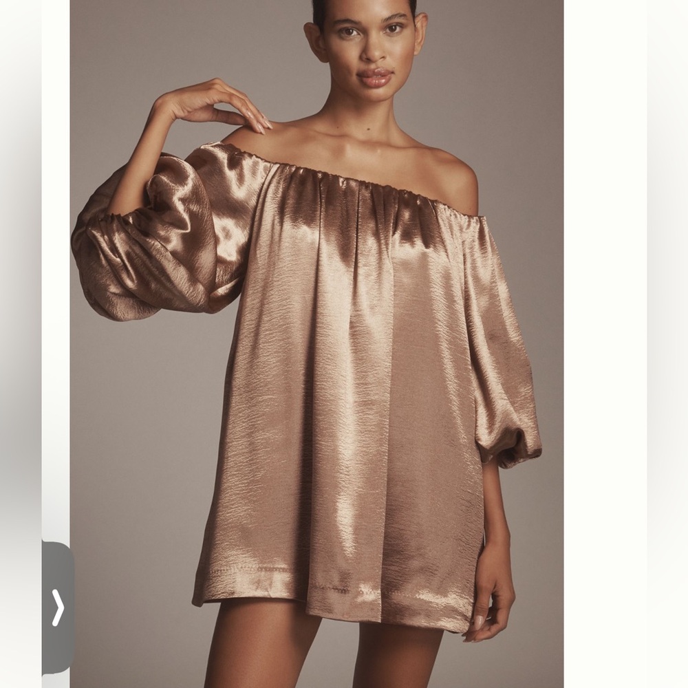 Nwt mare mare Off-Shoulder Metallic high shine mini Dress